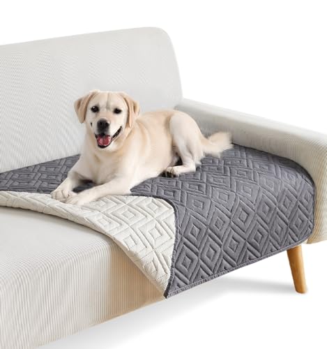 The Fellie wasserdichte Hundedecke, rutschfeste & Waschbare Hundematte, Haustierdecke für Hunde & Katzen, Sofa Schutzdecke gegen Tierhaare & Kratzer, Ideal für Couch, Bett, Autositz (Grau,97×190cm)