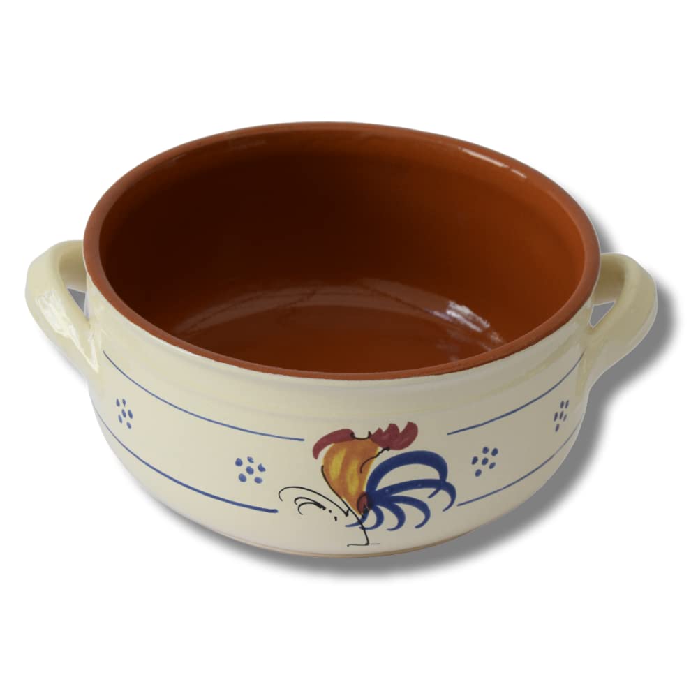 Colì Maioliche Porta Mestoli Linea Gallo - Terre Cuite Émaillée Crème Avec Coq Traditionnel Pouilles