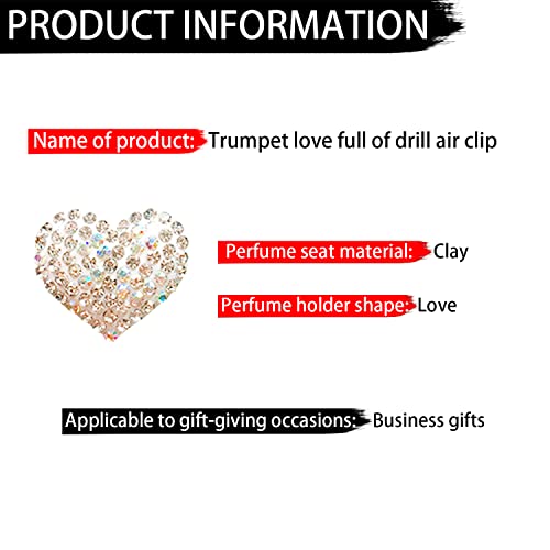 Image of Crystal Heart Air Vent Clip Charms, 2Pcs Car Air Fresheners, Rhinestone Oil Diffuser Conditioning Outlet Clip, Bling Interior Decoration Accessories for Girls Women Style A