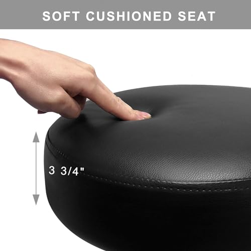 Heavy Duty Shop Stool with Ergonomic Backrest - Lockable Rubber Wheels & Adjustable Height, 360° Swivel, High Footrest for Garage Workshop Workbench, 350lbs Capacity (Black, 26"-31"')