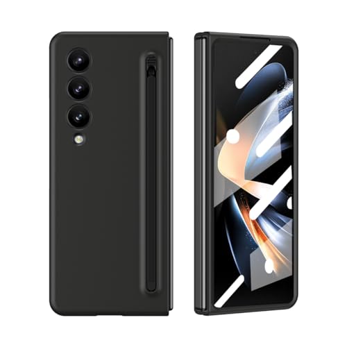 Coque Samsung Z Fold 4 5G noire ultra-fine avec protection écran et porte-stylet S Pen intégré