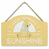 Disney Winnie the Pooh Good Morning Sunshine Hanging Wood Wall Decor - Adorable Winnie the Pooh Sign for Kids' Bedroom or Nursery