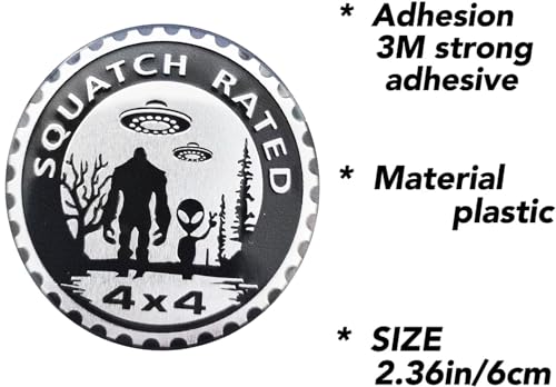 Image of 4 x 4 Metal Automotive Badge 3D Metal Car Emblems Emblems Round Emblem Decals Car Badge Decals Stickers Compatible with Vehicles Jeep Wrangler Vehicles Trucks SUV RV Decorations (SQUATCH3)