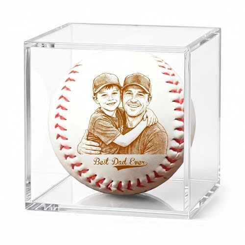 KEQHAULI Personalized Baseball with Photo UV Printed – Custom Picture Gift for Dad, Husband, Coach – Fathers Day, Retirement, Senior Night, Birthday Keepsake for Baseball Lover