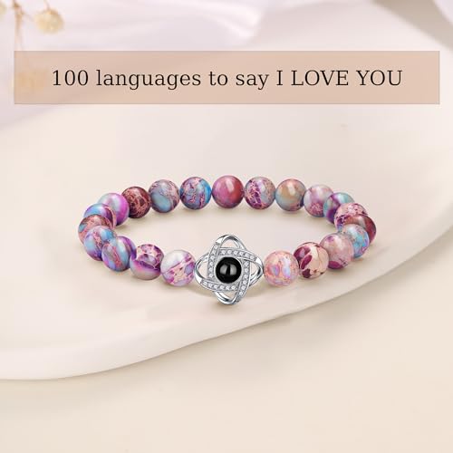 Image of JSJOY I Love You in 100 Languages Bracelet: Unique Gifts for Mom, Daughter, Sister, Girlfriend, Wife - Christmas Stocking Stuffers