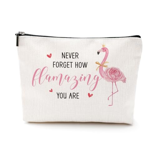 Funny Pink Flamingos Cosmetic Bag Flamingo Gifts Flamingo Decor Party Supplies Inspirational Christmas Friendship Birthday Gifts for Women Lovers Daughter Friend Coworker Makeup Bag