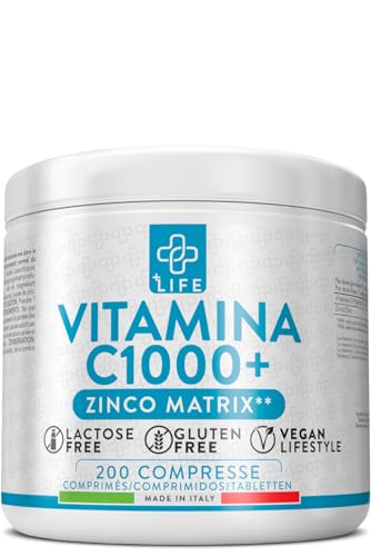 PiuLife Vitamina C 1000mg con Zinco, 200 Compresse