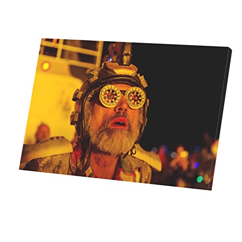 Tableau Homme au Burning Man toile décorative 45x30 cm style hippie pour grand désert du Nevada