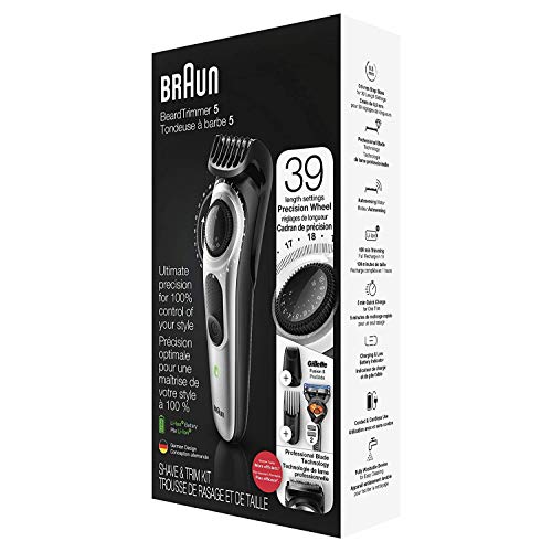 Braun Beard Trimmer Hair Clippers For Men, Cordless & Rechargeable, Mini Foil Shaver With Gillette Proglide Razor, Black/Silver, 6 Piece Set #TOP6