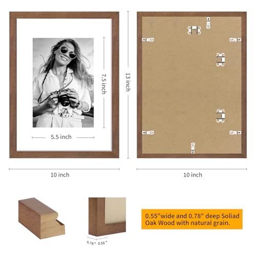 puthiac 9x12 Oak Wood Picture Frams - Minimalist 9x12 Oak Wood Frames, 9"x12" Picture Frame Wood, Natural Solid Wooden Picture Frames for Wall Art Photo and Prints(3 Pack, Walnut)
