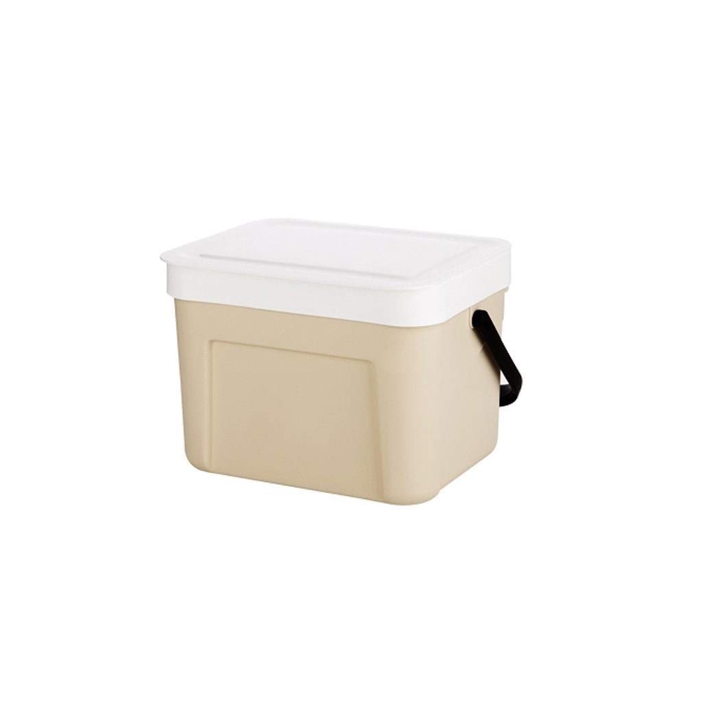 UPJAKS Cubo de Basura Hogar de pared bote de basura con tapa Clasificación creativo bote de basura for lavabo WC Cocina dormitorio Papelera Bote de Basura Baño (Color : Apricot, Tamaño : S)