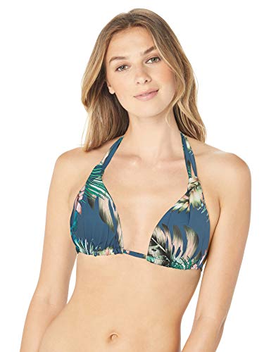 La Blanca Women's Rouched Halter Bikini Swimsuit Top, Blue Moon//Tropical rain, 10