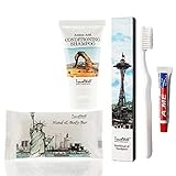 TRAVELWELL Landscape Series Hotel Toiletries Amenities Travel Size Massage Cleaning Soaps 1.0oz/28g,Shampoo & Conditioner 2 in 1,Tooth Cleaners,each 20 Individually Wrapped