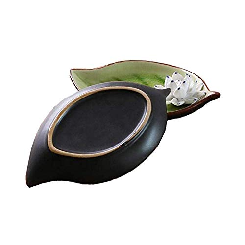 Corciosy Incense Stick Burner Holder-Ceramic Decorative Lotus Incense Burner Leaf -Incense Ash Catcher Tray Green
