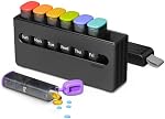 Weekly Pill Organizer - Pill Case 7 Days, Daily Medicine Pill Box Container for Medication Vitamin Supplement Fish Oil, Week Pills Organizers Holder Dispenser, Black