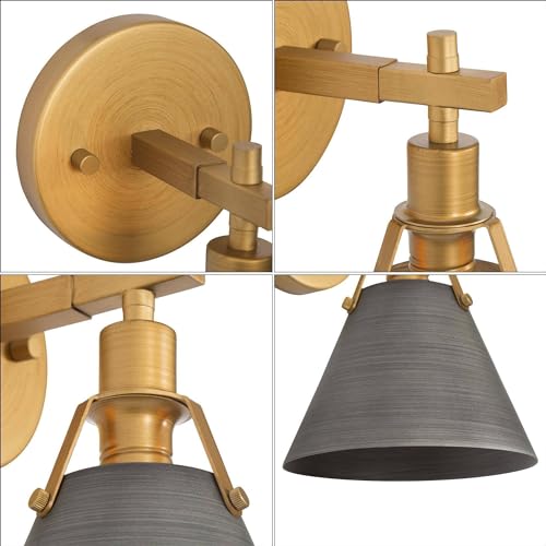 Image of classy leaves Wall Sconces, Modern Farmhouse Sconces Wall Lighting, Mid-Century Wall Sconce Light Fixture for Bathroom, Bedroom, Kitchen, Living Room, Brushed Antique Silver and Gold