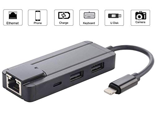 Hkitty Xiong Iightning to RJ45 Ethernet LAN Wired Network Adapter Compatible with iPhone