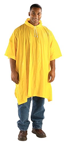 Galeton 7948-YW Repel Rainwear Lightweight PVC Rain Poncho with Drawstring Hood, One Size, Yellow