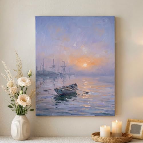 Pintura azul del oceano Serene Boat para transformar la pared de tu dormitorio en un oasis