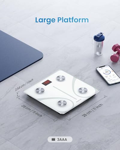 RENPHO Elis 1 Bilancia Pesapersone Intelligente Bluetooth Bilancia Pesa Persona Digitale con App - Misura Peso Corporeo, Massa Grassa, BMI, Massa Muscolare, Massa Ossea, Proteine, Bianco - 8