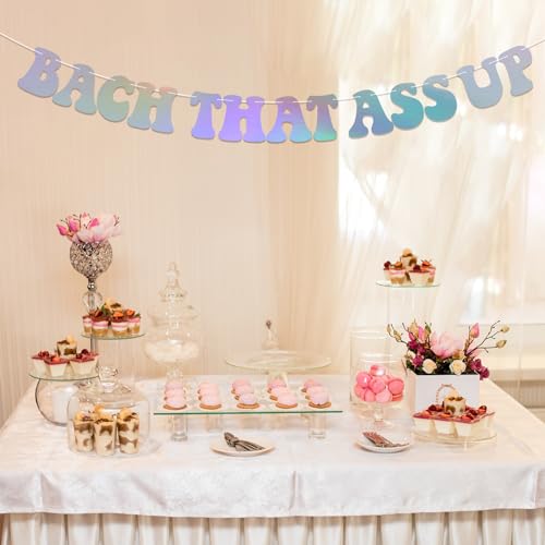 Image of Bach That Ass Up Banner, Pre-Strung, Bachelorette Party Decorations, Boujee Bachelorette Decor Holographic