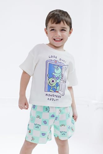 Image of Disney Boys' 2-Piece Tee and Shorts Set for Baby & Kids | Elastic Waistband Shorts, Soft Waffle Knit, Machine Washable