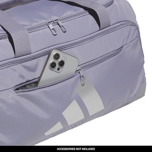 Image of adidas Defender 5 Duffel Bag for Sports, Gym and Travel, Slate Grey /Silver Metallic, OSFA