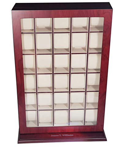 30 Piece Cherry Wood Personalized Watch Display Wall Hanging Case and Storage Organizer