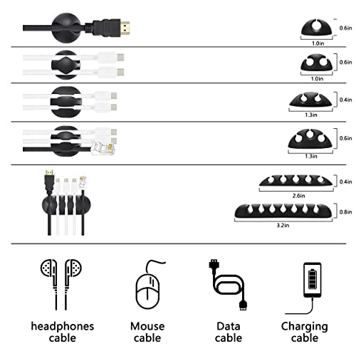173 Pcs Cable Management Organizer Kit, Include 4 Cable Sleeve Split with 47 Self Adhesive Cable Clips Holder, 10 Cable Ties, 10 Adhesive Wall Cable Tie, 100 Fasten Cable Ties, 2 x Roll Cable Ties - Thumbnail 2