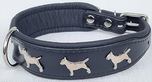 Bullterrier HUNDEHALSBAND - Halsband, Halsumfang 42-50cm Leder Schwarz; Braun/Cognac; ROT-Schwarz (Schwarz)