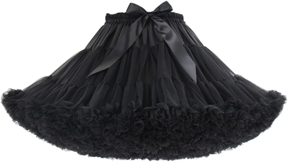 Colyanda Women's Pettiskirt 3-Layered Elastic Waist Chiffon Petticoat Puffy Tutu Tulle Skirt