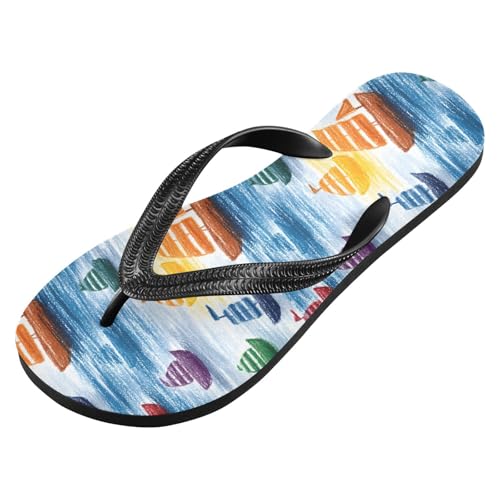 Flip Flop Sandals Doodle Boats Print for Women Men Beach Outdoor XS2
