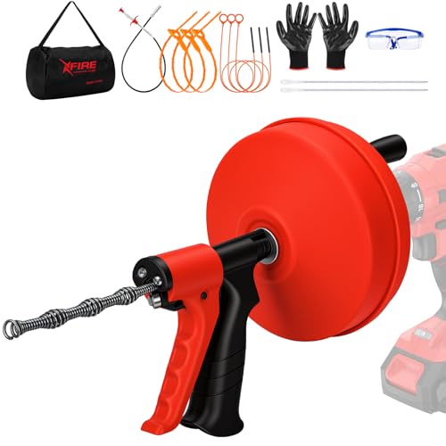 50FT Drain Snake Tools 14-in-1 Double Mode Drain Auger (Upgraded)