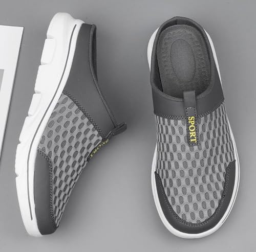 FUNCOS Men's Arch Support Slip-On Mules - Breathable Mesh Walking Shoes with Memory Foam, Lightweight Comfortable House Slippers for Indoor & Outdoor3