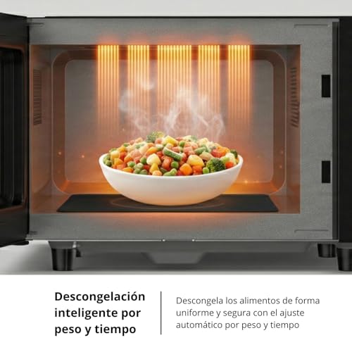 Corberó – Microondas Sin Plato Giratorio con Grill | CMICW8023DF | 23L | 800W | Auto Menú | 5 Niveles de Potencia | Digital Touch | Función Descongelar | Pizza | Negro - imagen 9