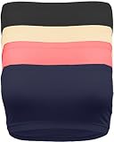 OLLIE ARNES Plus Size 4 Pieces Strapless Bandeau Bra Tube for Women, Wirefree Seamless Strapless for