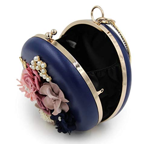 Image of TOOBA Handicraft Women's Round Shape Clutch Bag Purse | Floral Bag, Bridal Purse & Party Handbag Design with Ring Handle - Wedding & Special Occasion Clutch
