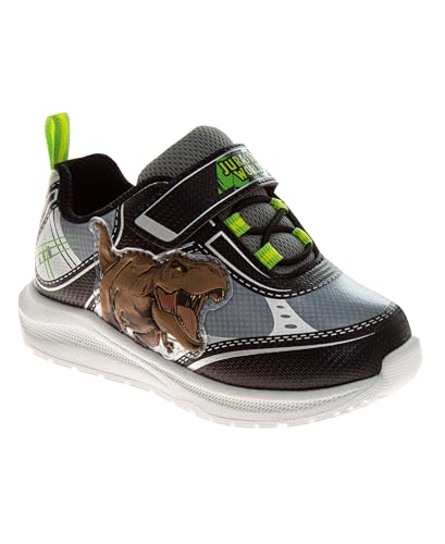 Jurassic World Sneakers with Easy Strap - Dinosaur T-Rex Shoes Laceless Closure Lightweight Jurassic Park Sneaker (Toddler - Little Kid)