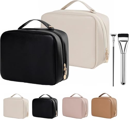 Multi-compartment Toiletry Cosmetics Bag, Cosmetic Bag, Makeup Bag, Multi Compartment Toiletry Bag, PU Leather Portable Storage Large Capacity