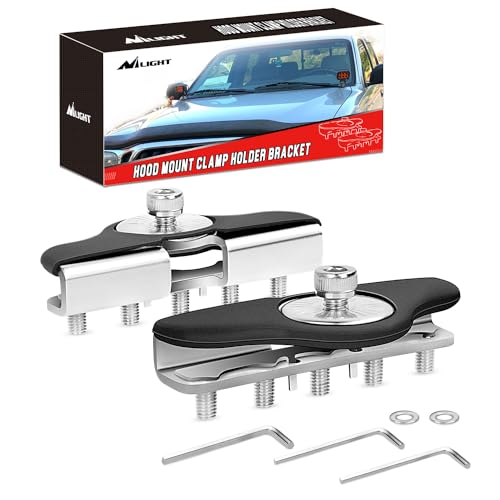 Nilight 90025B Led Light Bar Mounting Brackets 2pcs Universal Hood Led Work Light led Pods Mount Bracket Clamp Holder for SUV Truck Off Road Installed No Need Drilling by Nilight - Used condition - CA$12.66