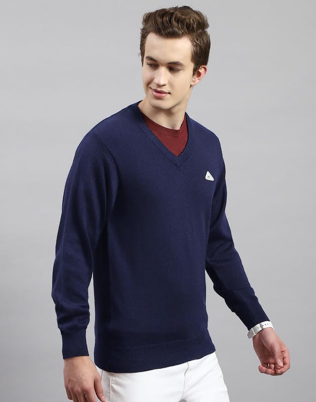 Image of Monte Carlo Shell Solid V Neck Pullover | Warm Woolen Pullover for Men | Soft Comfortable Knitted Winter Wear Sweater for Men's