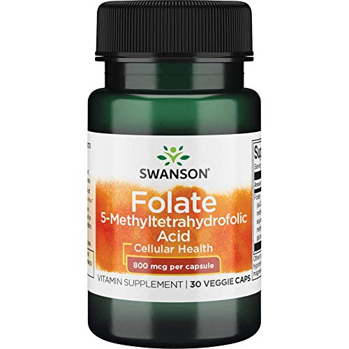 Swanson Folate (5-Methyltetrahydrofolic Acid) 800 mcg 30 Veg Capsules