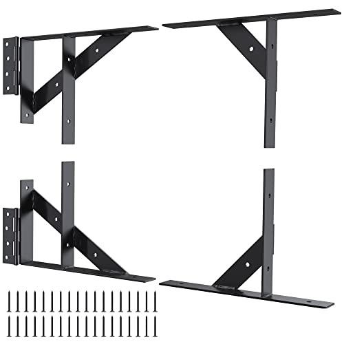 Gate Corner Brace Bracket Gate Kit For Wooden Fence Gate Hinges No Sag Frame Kit For Shed Doors, Driveway Gates, Corral Gates, Wood Windows (Black) #TOP17