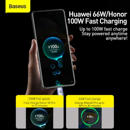 Image of Baseus Crystal Shine USB to USB-C Cable, 100W Fast Charging, Braided Fabric, 480Mbps Data Transfer,2M Purple