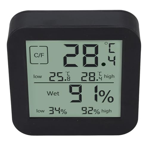 Termómetro de Higrómetro de Temporizador, Termómetro Interior Puesta Mate Mate ECRET Doble Doble LCD Portable para Dormitorio (Black)