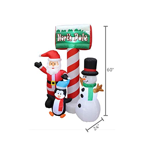 Impact Canopy Christmas Inflatable Decoration, Outdoor Holiday Lighted Snowman-Santa-Penguin, 5' Tall #TOP1