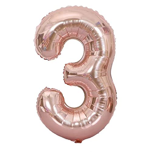 40-Inch Rose Gold Number 3 Crown Balloon Set, 3Rd Birthday Balloons For Girls, Childrens 3Rd Birthday Party Decoration. (3) #TOP1