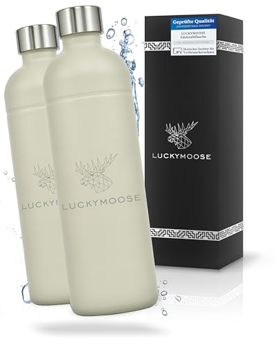 Luckymoose Infinity 2x Edelstahlflaschen Wassersprudler 1,25L – Kompatibel mit der LM Infinity Serie, Aarke Carbonator 3 und Brita SodaOne - Umweltfreundlich, bruchsicher & spülmaschinenfest