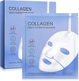 Collagen Face Mask, 6pcs Collagen Sheet Mask, Deep Moisturizing & Hydrating Skin Overnight, Reduce Fine Lines & Wrinkles for All Skin Types