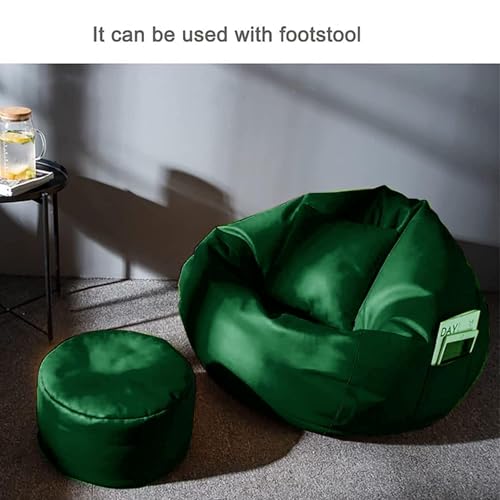 Image of IVIKA Bean Bag with Stool & Cushion | XXXXXL Size Premium Leatherette Bean Bag for Gaming, Living Room & Bedroom (5XL - Miltary Green)